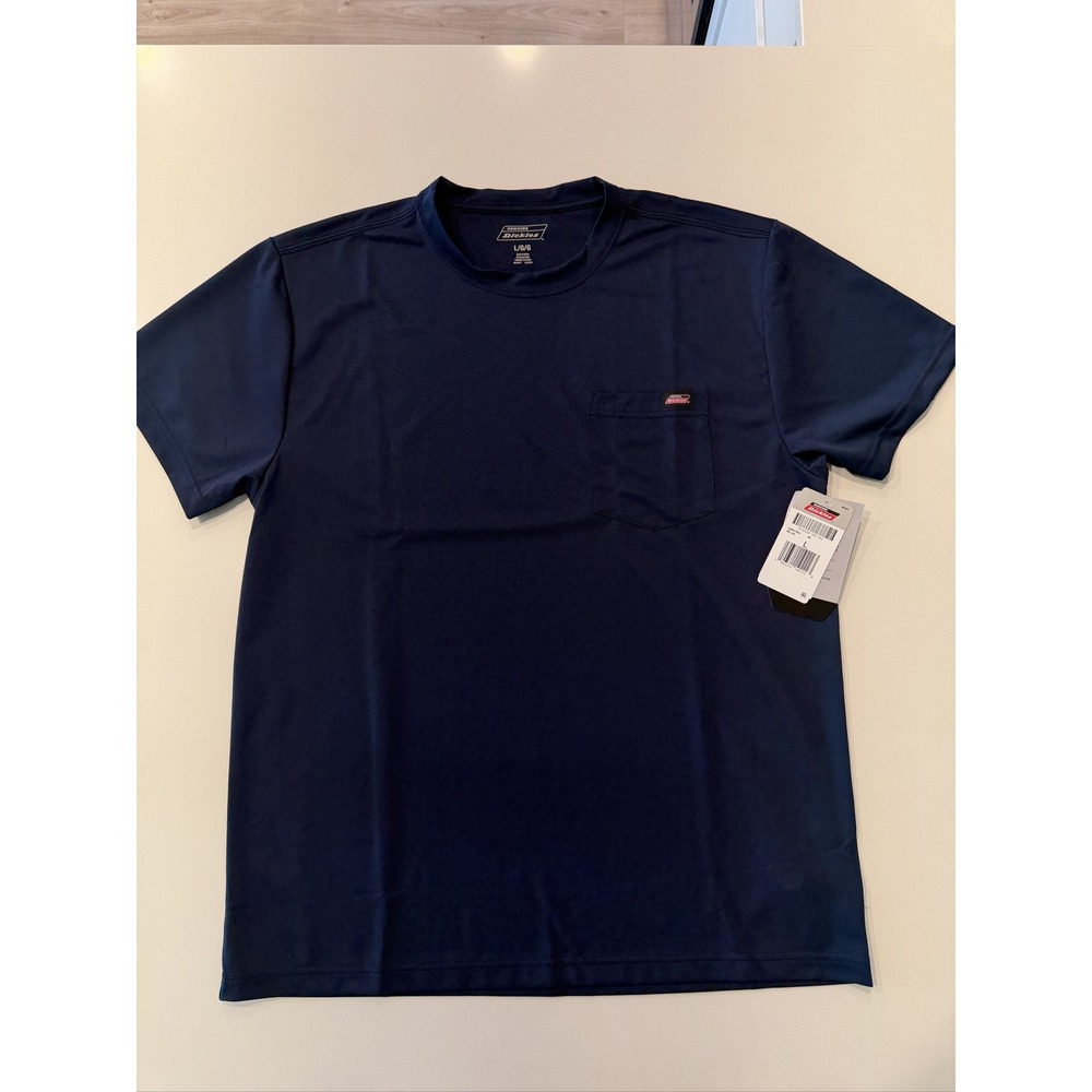 Dickies Temp Control Poly Pullover Pocket Performance T-Shirt Navy L